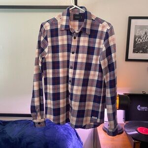 Scotch & Soda Blue and White Casual Button Down Shirt